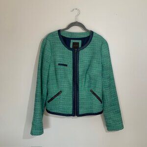 The Limited Textured Tweed Preppy Academia Office Zip-Front Blazer - Size L